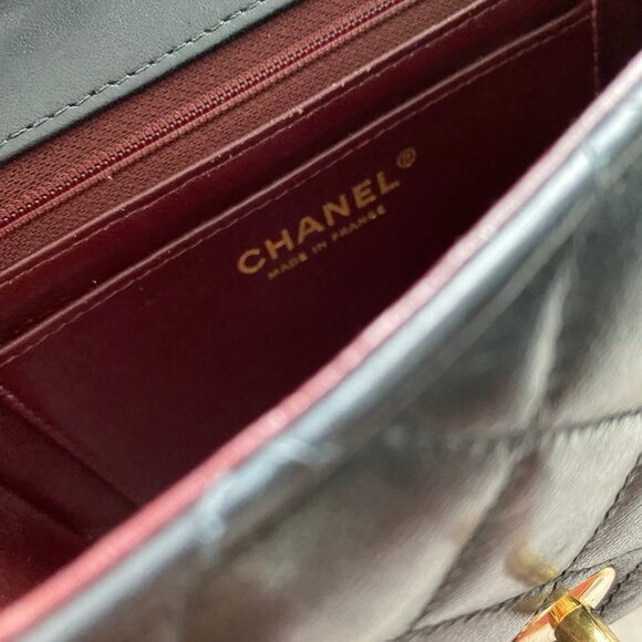 Chanel Lambskin Mini Square 24K Gold Plated Black Gold Hardware Box Dustbag - Picture 7 of 10